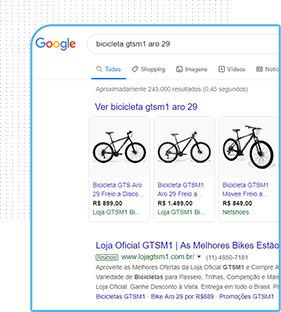 SERP do Google mostrando os anúncios e resultados de busca