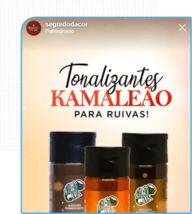 Anúncio patrocinado do instagram ads que mostra um tonalizante