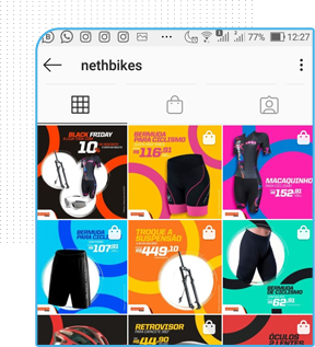 feed do instagram da loja NethBikes- loja de bikes e acessórios com fotos de produtos mais vendidos