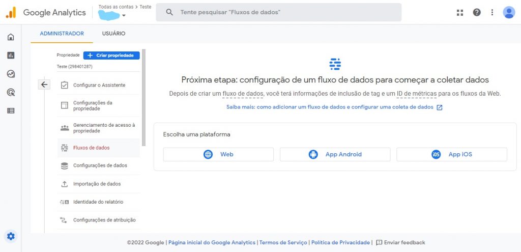 criar conta google analytics