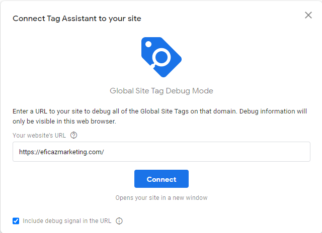 exemplo de extensão google tag assistant
